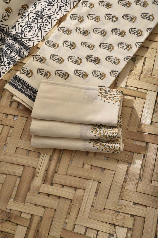 Cream Cotton Dress Material
