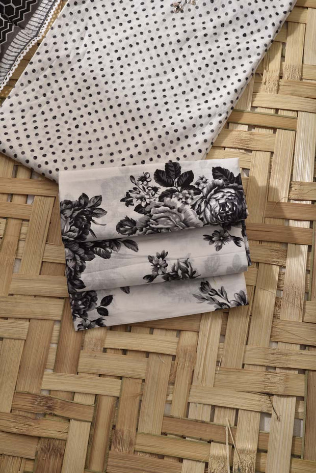 White Cotton Dress Material