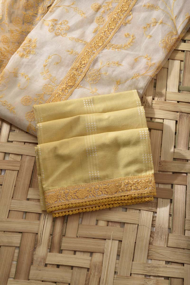 Cream Kota Silk Dress Material
