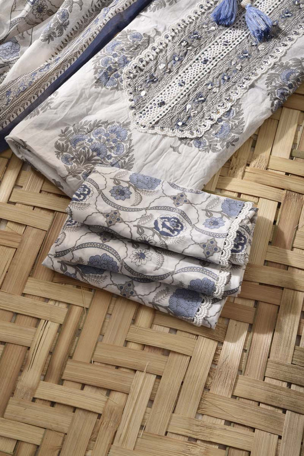White Cotton Dress Material