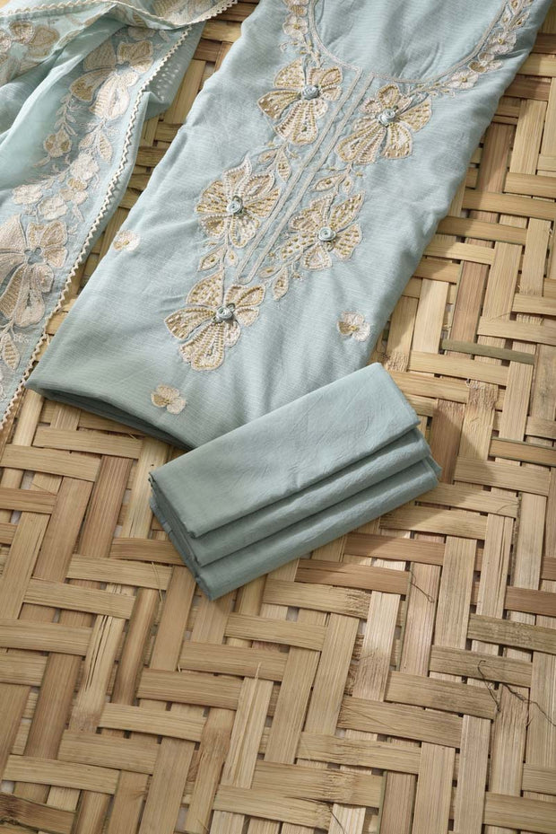 Sea Green Kota Cotton Dress Material