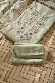 Pista Green Tissue Silk Dress Material