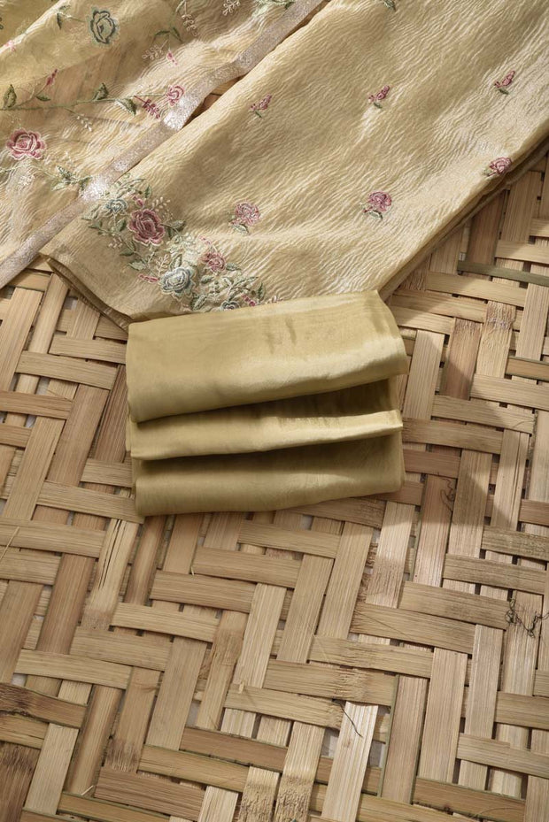 Golden Tissue Silk Dress Material