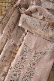 Light Peach Tissue Silk Dress Material