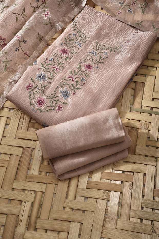 Light Peach Tissue Silk Dress Material