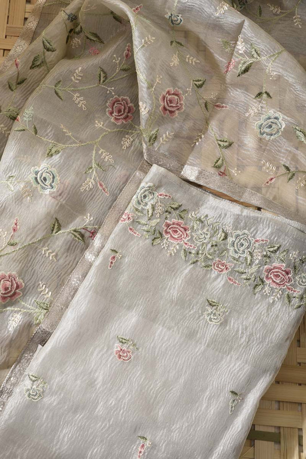Light Green Tissue Silk Dress Material
