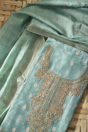Light Green Chanderi Silk Dress Material