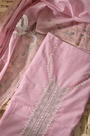 Pink Canderi Cotton Dress Material