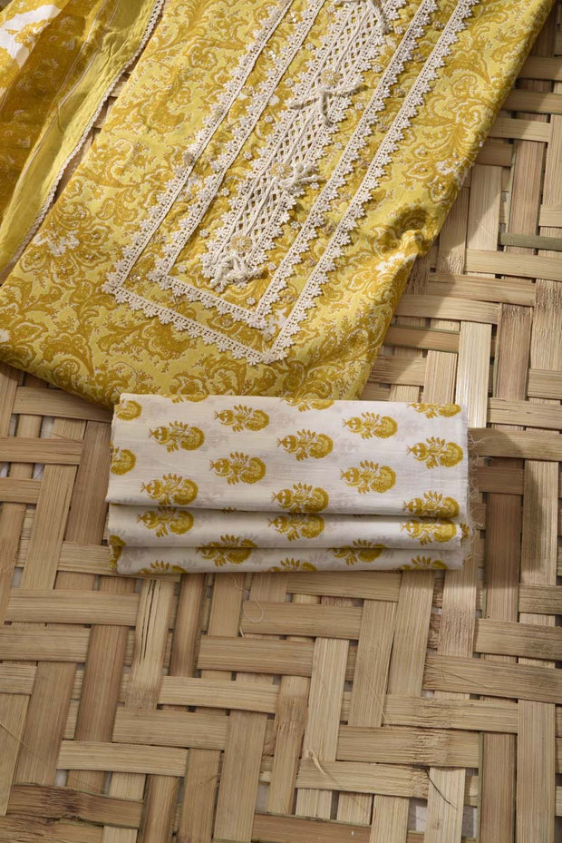 Mustard Cotton Dress Material