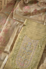 Coriender Green Tissue Silk Dress Material