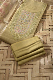 Coriender Green Tissue Silk Dress Material