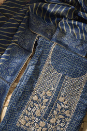 Blue Tissue Silk Dress Material