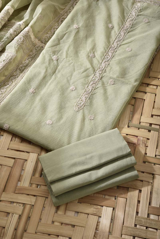 Pista Green Kota Cotton Dress Material