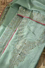 Green Tissue Crape Dress Material