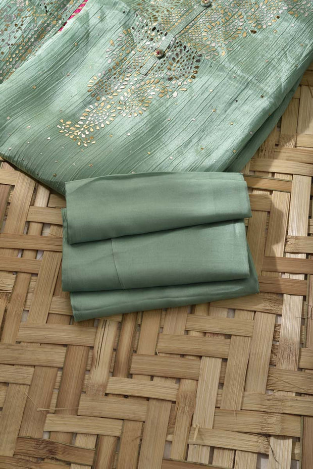 Green Tissue Crape Dress Material