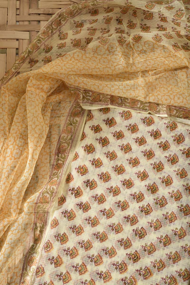 Lemon Yellow Kota Cotton Dress Material
