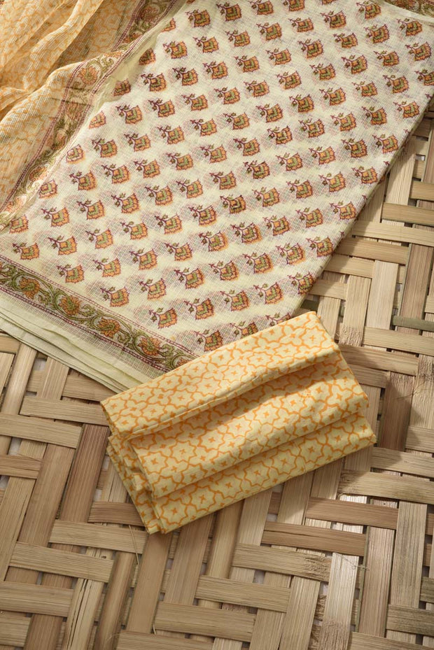 Lemon Yellow Kota Cotton Dress Material