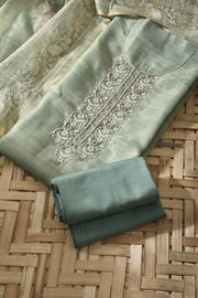 Green Tissue Silk Dress Material