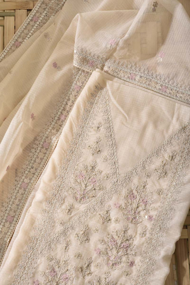 Cream Kota Cotton Dress Material