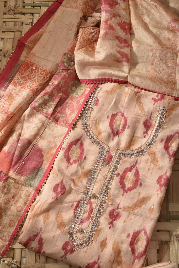 Golden Satin Cotton Dress Material