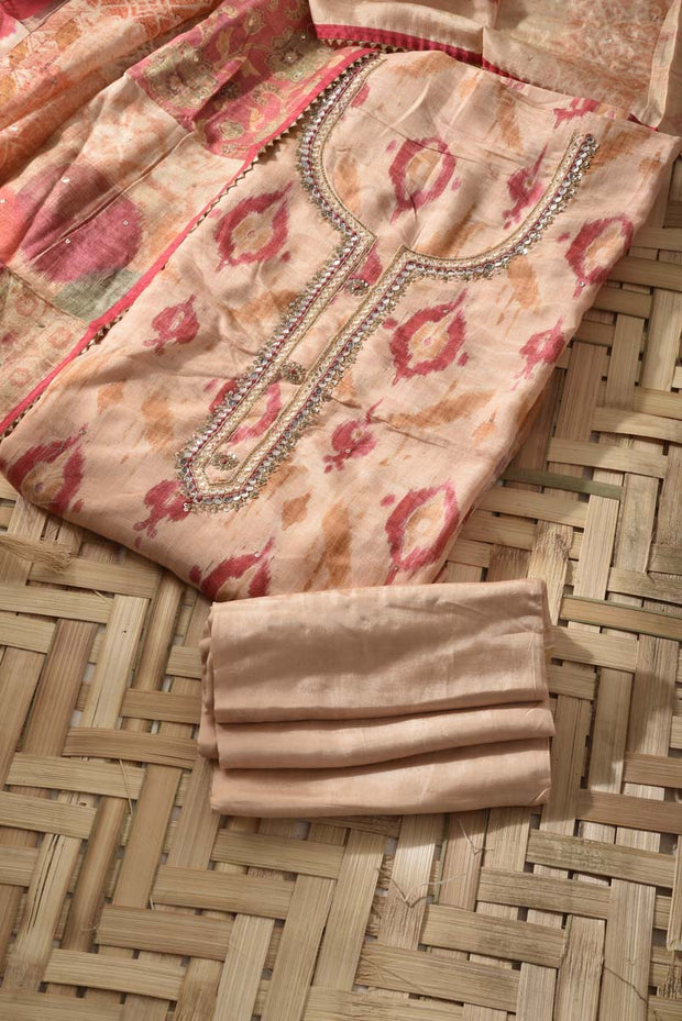 Golden Satin Cotton Dress Material
