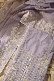 Lavender Grey Kota Cotton Dress Material