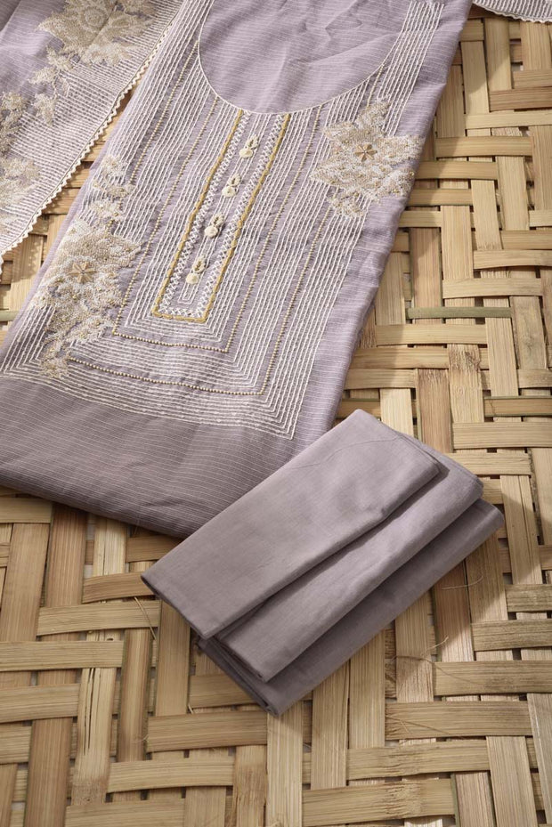 Lavender Grey Kota Cotton Dress Material