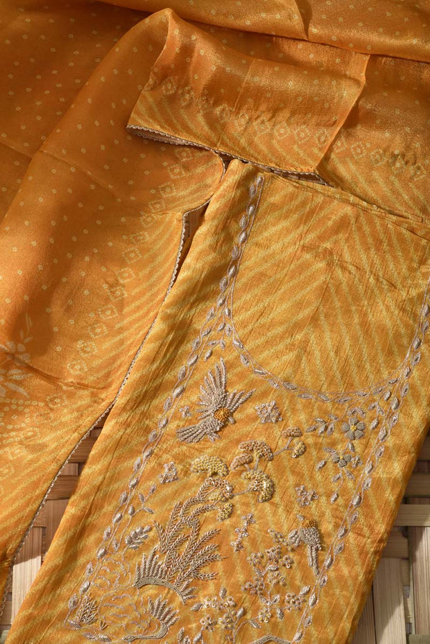 Mustard Tissue Crape Dress Material