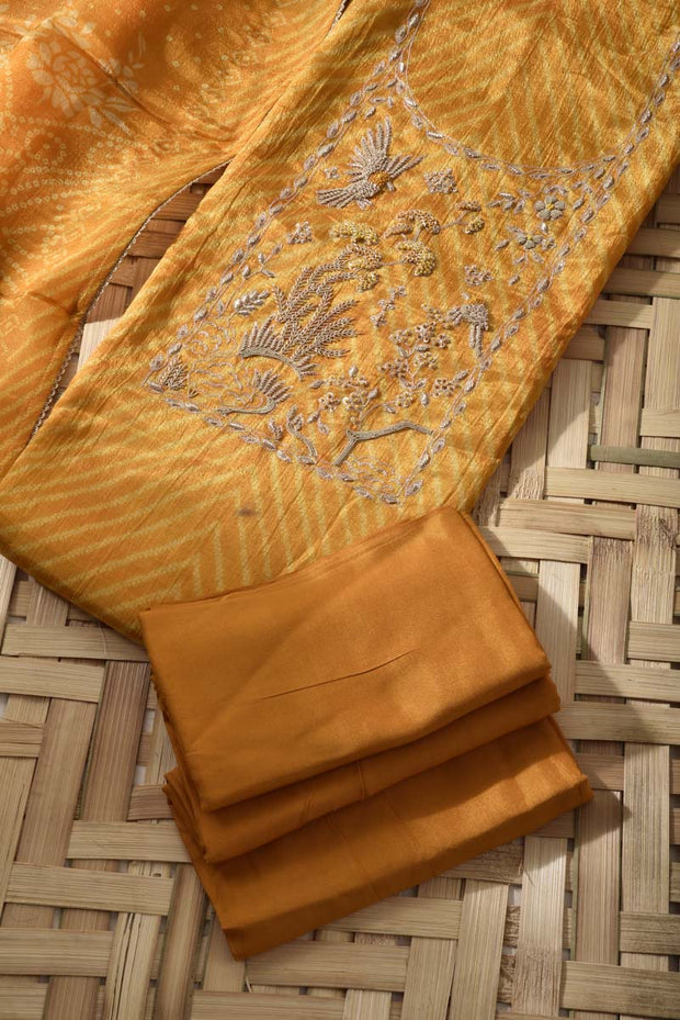 Mustard Tissue Crape Dress Material