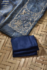 Blue Tissue Crape Dress Material