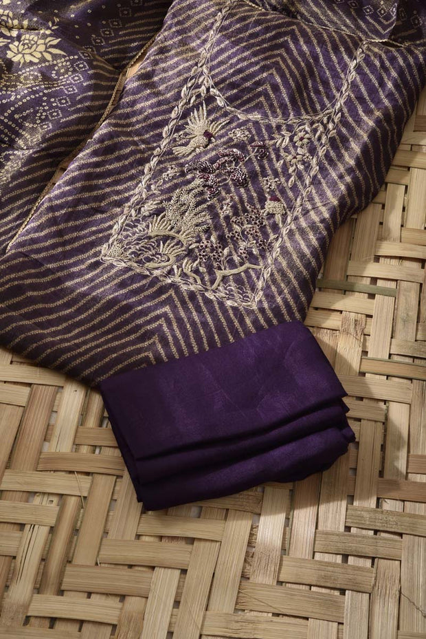 Purple Tissue Crape Dress Material