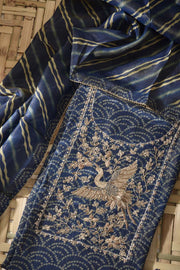 Blue Tissue Crape Dress Material
