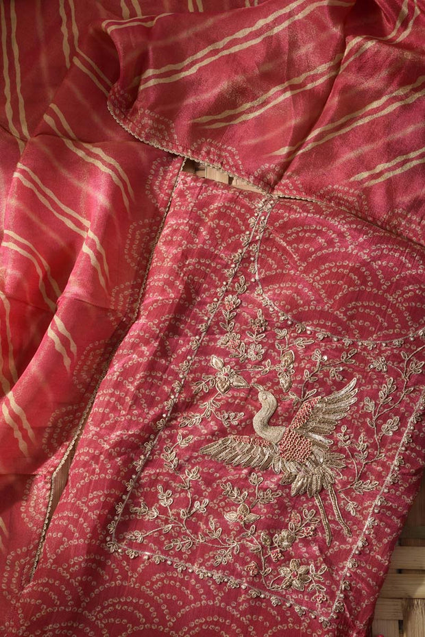 Pink Tissue Crape Dress Material