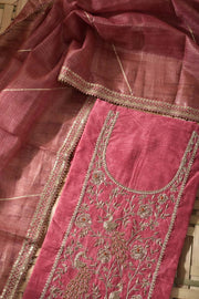 Pink Chanderi Cotton Dress Material