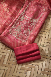 Pink Tissue Crape Dress Material