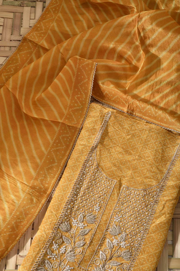 Mustard Tissue Crape Dress Material