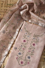 Peach Tissue Silk Dress Material