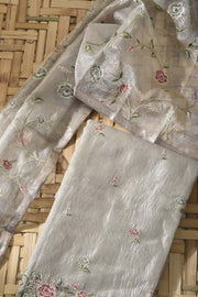 Grey Tissue Silk Dress Material