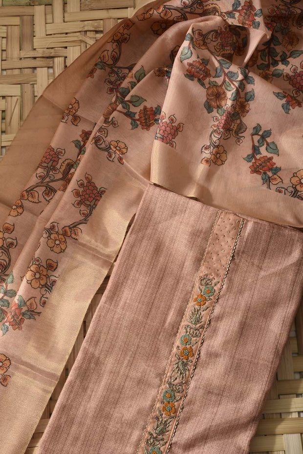 Peach Tissue Cotton Dress Material