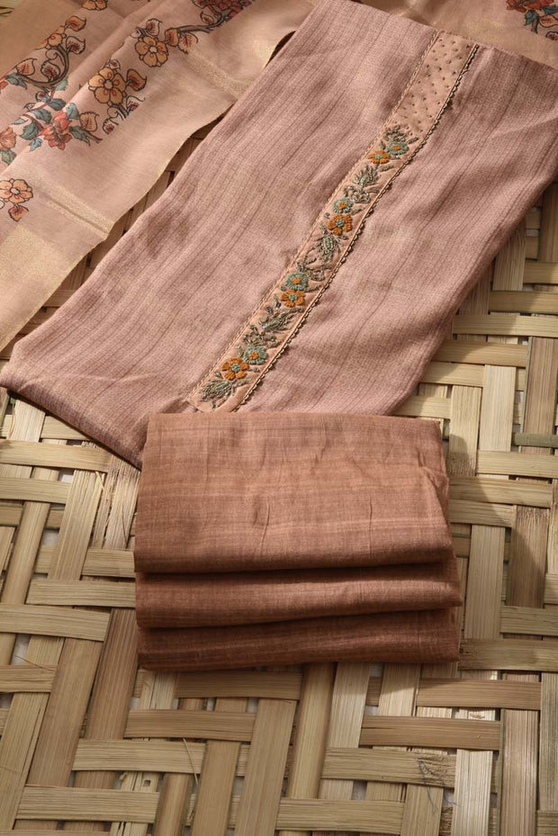 Peach Tissue Cotton Dress Material