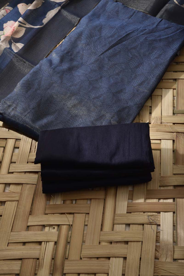 Blue Tissue Cotton Dress Material