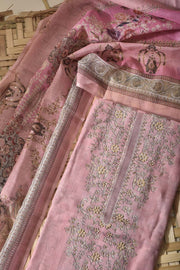 Peach Linen Cotton Dress Material