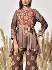 Brown Vasansi Silk Printed Co Ord Set