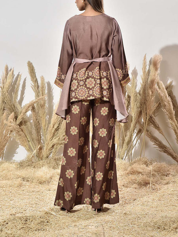 Brown Vasansi Silk Printed Co Ord Set