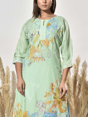 Mint Green Vasansi Silk Embroidered Kurta and Pant Set