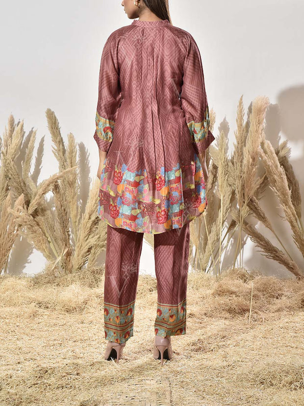 Brown Embroidered Vasansi Silk Co Ord Set