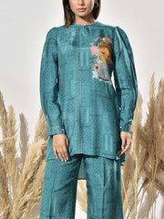 Teal Vasansi Silk Printed Co Ord Set