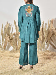 Teal Vasansi Silk Printed Co Ord Set