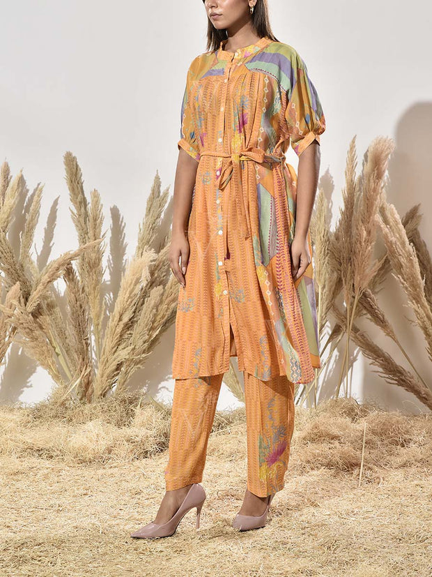 Mustard Yellow Vasansi Silk Kurta and Pant Set