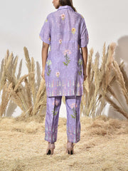 Lilac Vasansi Silk Printed Kaftan and Pant Set